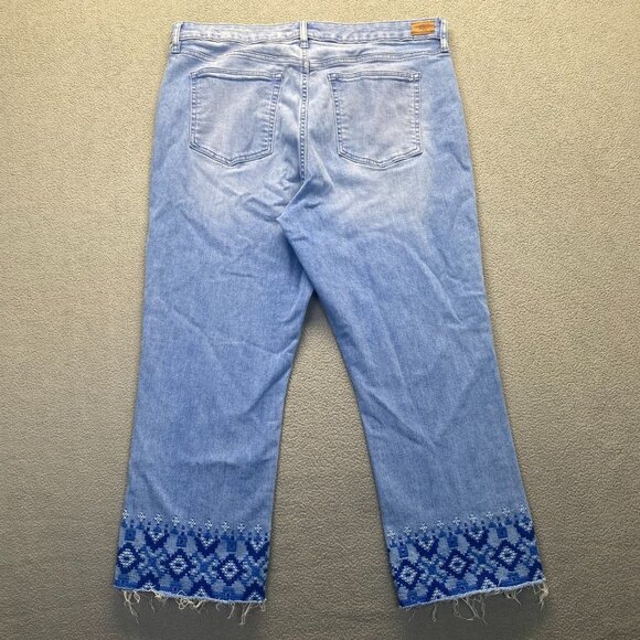 Ralph Lauren Embroidered Blue Straight Crop Jeans Size 16,Stretch,Capri pant - Picture 3 of 12